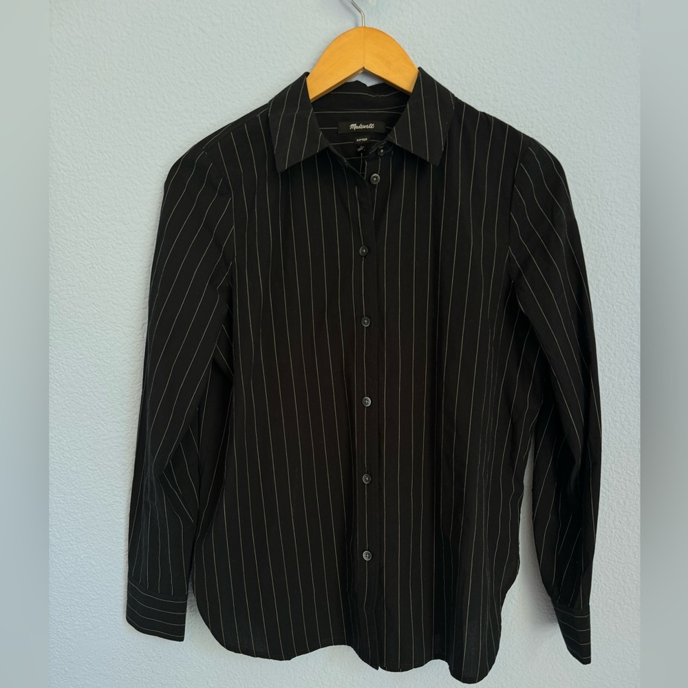 NWT Madewell Pinstriped Button Down Poplin Shirt